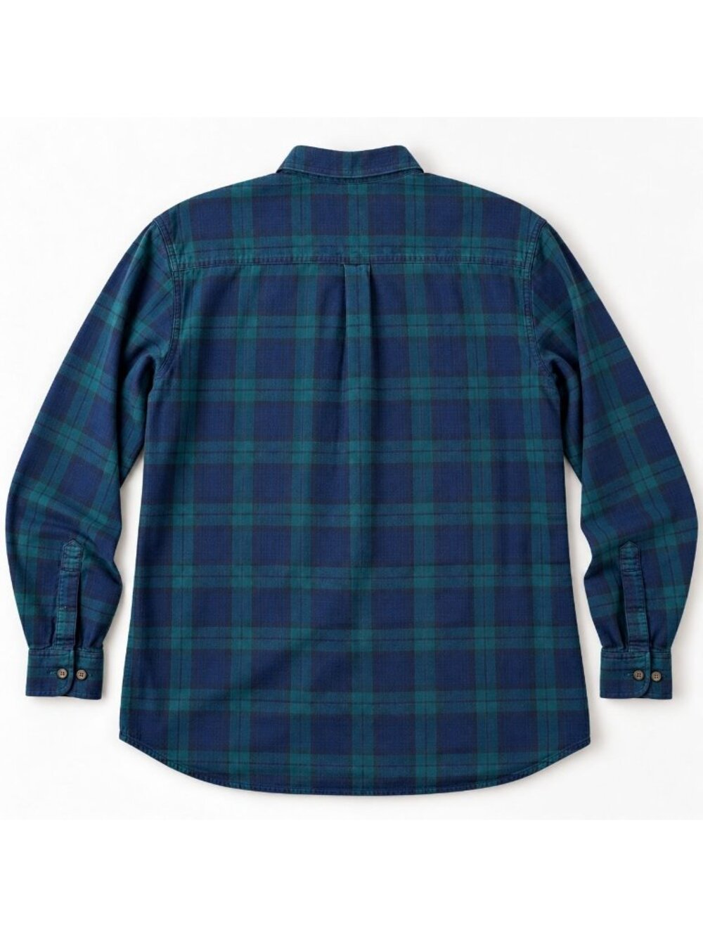 HK56 - L.L.Bean Men’s L Reg Black Watch Plaid Flannel Shirt Navy Green Cotton